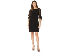 Ralph Lauren AJ1018 Womens Jewel Neck Above The Knee Shift Evening Dress Size 12