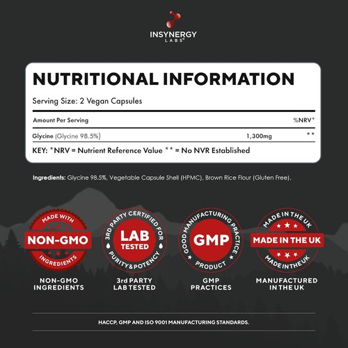 Glycine 650mg Per Capsule | 98.5% Purity x 120 Caps | L Glycine Powder Amino - Picture 5 of 7