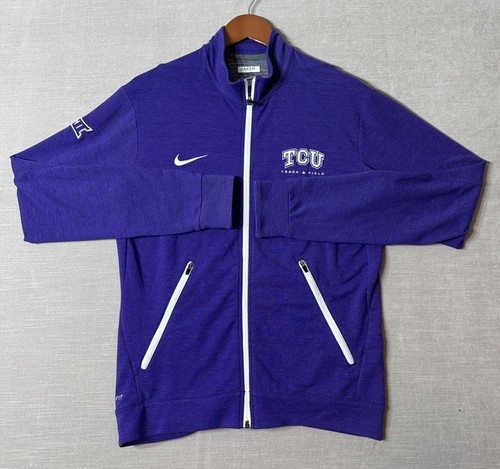 Nike Dri-Fit Full Zip Up Track Jacket TCU Horned Frogs Mens Small Purple Stretch - Picture 2 of 11