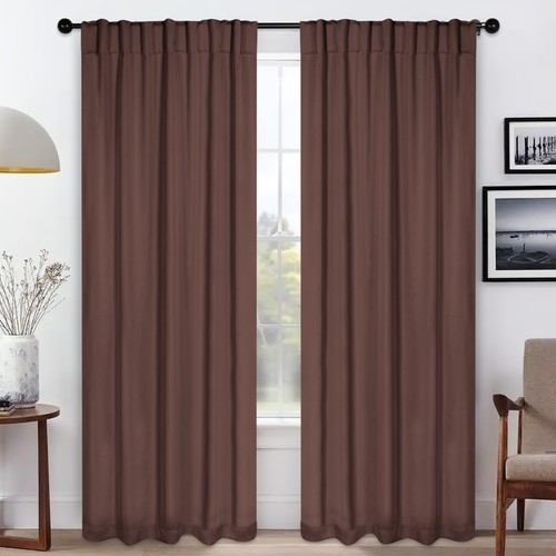 Solid Classic Polyester Modern Wrinkle & Shrink Resistant Blackout Curtain Set - Picture 26 of 94