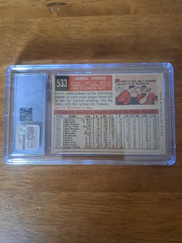 Darrell Johnson 1959 Topps Set Break #533 High number CSG 5 - Imagen 2 de 2