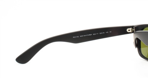 Ray-Ban New Wayfarer Sunglasses RB 2132 622/17 Black Rubber Blue 52mm w/case - Picture 6 of 10
