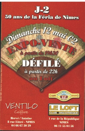 Carte du LOFT 50 ans Féria de Nîmes DÉFILÉ SHOW ROOM VENTILO Invité 12 MAI 2002 - Picture 2 of 2