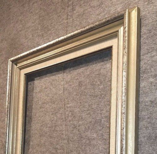 Marco de madera de pintura al óleo ornamentado de hoja de plata antigua de 3,25" 58S - Imagen 2 de 6