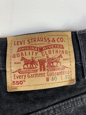Levis 550 Mens 40 x 30 Black Denim Jeans Vintage Y2K Relaxed