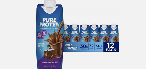 Pure Protein Shake Rich Chocolate 30g Protein Keto-Friendly 11oz Bottles 12 Pack - Picture 2 of 2