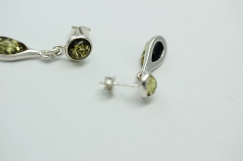Pendientes De Ámbar Verde 925 Plata Pendientes De Ámbar Top - Imagen 4 de 11