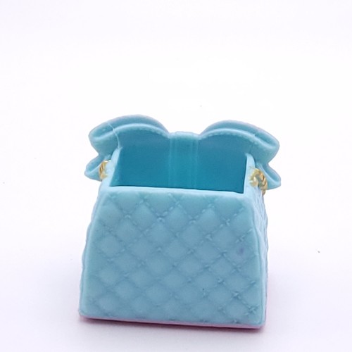 Barbie oder Puppenzubehör türkis mit rosa Schleife Tasche Behälter - Bild 4 von 5