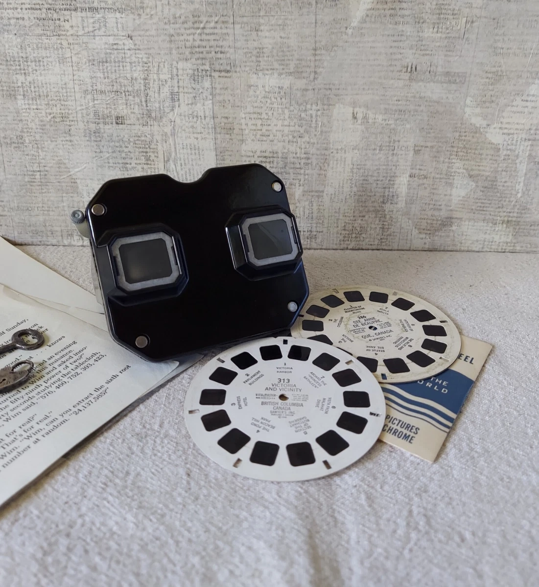 VINTAGE SAWYER'S VIEW-MASTER PHOTO REEL VIEWER MODEL C 1950s BLACK with 2  reels