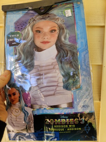 Parrucca costume Halloween Disney bambina bambina zombie 3 Addison blu acqua sirena parrucca - Foto 6 di 7