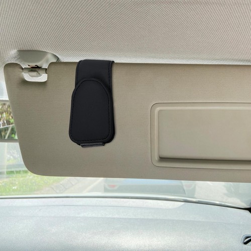 Sunglasses Glasses Card Ticket Magnetic Clip Car Sun Visor Leather Holder - Picture 3 of 17