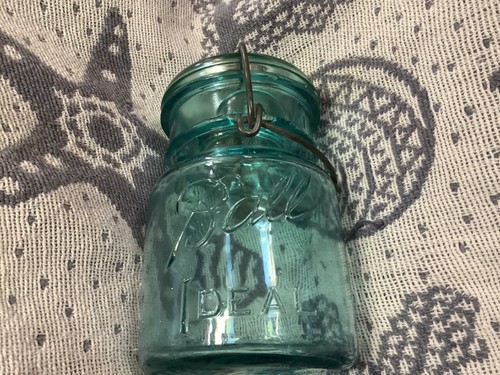 Ball Ideal wire side blue canning jar rare patent pending date pint 1908  - Picture 7 of 7