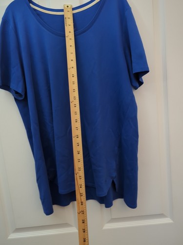 Isaac Mizrahi Live Essentials XL Blue Top Short Sleeve Shirt Casual Solid Color - Picture 10 of 21