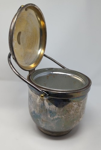 Vintage versilberter W&S Blackinton Eiskübel mit Klappdeckel verglast gefüttert #405 - Bild 2 von 8