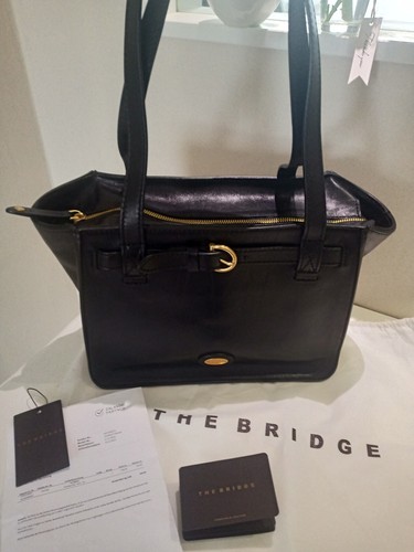 The Bridge Damen Lederhandtasche schwarz-gold - Bild 3 von 9