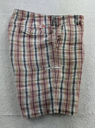 Tommy Bahama Mens 100% Linen Chino Shorts Tag 36 Actual Size 38 Tropical Plaid - Picture 1 of 24