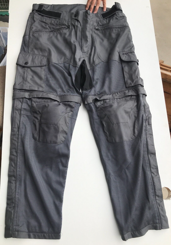 Tourmaster Tracker Air Pants Mens Sz L 34-36 Gray With Knee Pads & Zip-off Legs