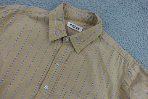 Camisa Lados B Mujer Grande Amarilla Rayas Manga Larga Bolsillo con Botones EE. UU.