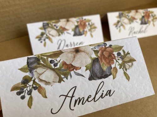 6x Nombre TARJETAS DE LUGAR Naranja Marino Flores Rosas Mesa Ajuste Boda Decoración - Imagen 8 de 9