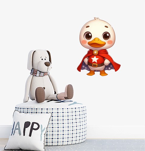 Colour Superhero Duck Cartoon Kid Wall Art Bedroom Campervan Vinyl Sticker Decal - Picture 2 of 7