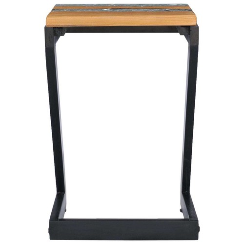 NNEVL Coffee Table 30x30x50 cm Solid Teak Wood and Polyresin - Picture 3 of 11