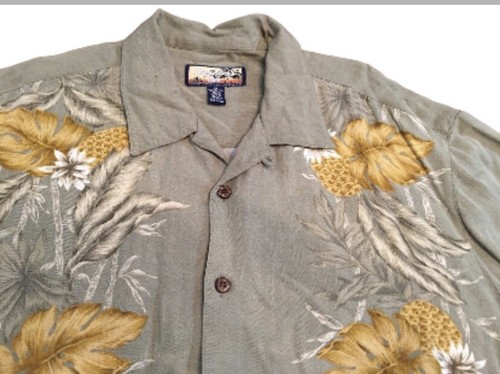 Havana Jacks Cafe Shirt Mens XL Hawaiian Olive Green Pineapple Palms Button - Picture 3 of 13