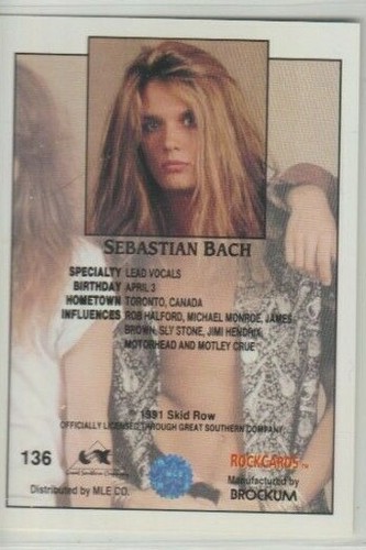 SEBASTIAN BACH SKID ROW 1991 BROCKUM ROCK 3 CARDS EX - Picture 6 of 6