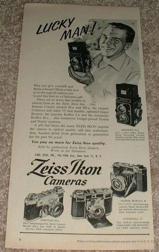 1953 Zeiss Ikoflex, Contessa, Contax II-a Camera Ad!!