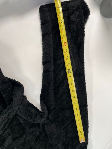 Max Mara Long Coat Womens Black Fluffy Faux Fur Mink Collar Belted Size 10 - Picture 9 of 10