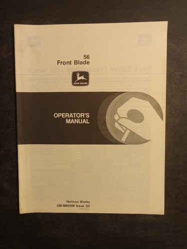 John Deere 56 Front Blade OMM80399 Operators Manual Book 400