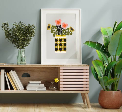 Fiori in vaso metà secolo stampa floreale arte da parete moderna, stampa retrò orla - Foto 2 di 2