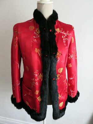vintage embloiderd china jacket 美品 Antique Chinese Silk Embroidered Jacket Asian Black Floral