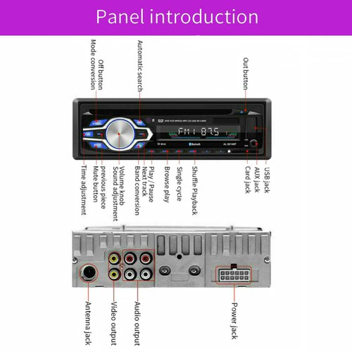 Single 1 Din Car Radio Audio Stereo DVD CD MP3 Player USB AUX/SD/FM Bluetooth - Picture 8 of 11