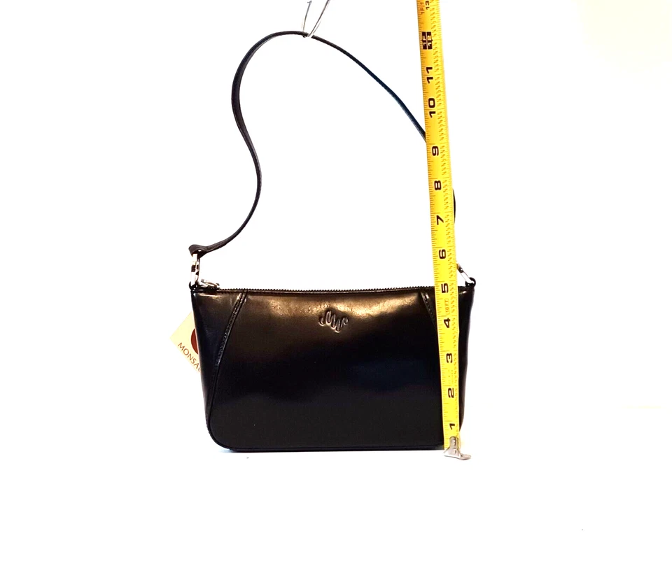 Bolso de mano pequeño de cuero negro Monsac para mujer Foto 4 de 4