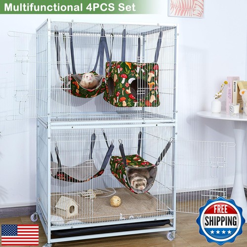 Glittme Ferret Hammock 4 Pack Ferret Cage Accessories Washable Rat Hammock on - Picture 2 of 5