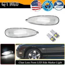 Clear Lens Front Side Marker Lights W/ white LED bulbs Kit for 04-06 Pontiac GTO