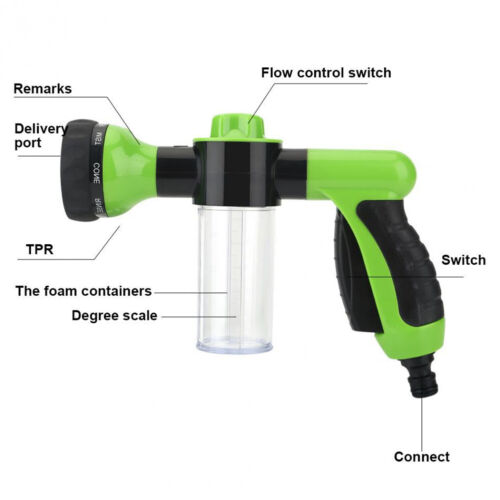 8 in1 Car Wash Brush Foam Gun Garden Hose Nozzle Foam Cannon Bottle Soap Sprayer - Picture 5 of 15