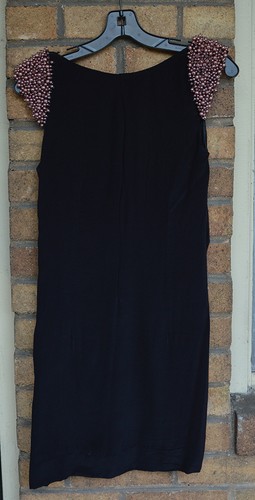 ANTHROPOLOGIE Hannah Jo SILK Black Beaded Shift Cocktail Mini Dress LBD S 4 SEXY - Bild 3 von 5