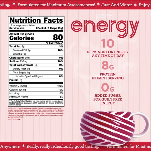 Perk Energy Getränk mit weißer Schokolade und Pfefferminzbrezelgeschmack (10 Portionen) - Bild 2 von 5