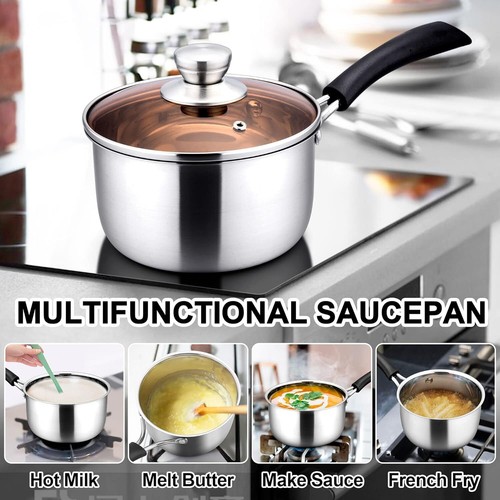 2 Quart Stainless Steel Cooking Pot With Lid Nonstick Healthy Durable Design - Bild 6 von 7