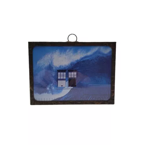 VTG Handmade Open Windows in Ocean Wave 7x6 Reversible Mirror Weird Avant Garde