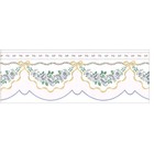 Victorian Swag Blue Floral Red Rose Yellow Ribbon Drapery Wallpaper Border