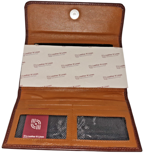 Ladies Cow Grain Leather Two Tone Wallet with Clutch, Brown & Tan Color, BL-303 - Picture 12 of 20
