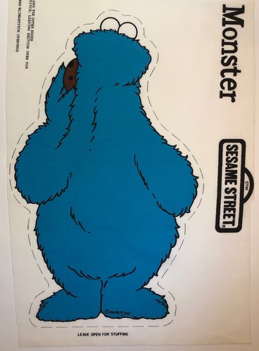 Rare Vintage Sesame Street Cookie Monster Craft Fabric Panel Pillow Toy Doll - Picture 4 of 10