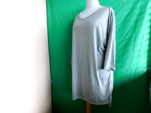 DamenLagenlook Jersey-Long Shirt -Mini Kleid gr.50.52.Grau.V-ausschnitt.3/4Ärmel - Bild 3 von 5