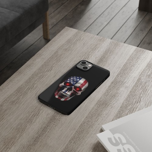 Für iPhone 16 Pro Max, 15, 14, 13-11, Slim Handyhülle, American Skull Flag Cover - Bild 31 von 83