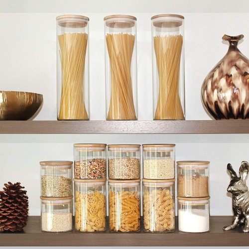 Eco-Friendly 27oz Borosilicate Glass Jars with Airtight Bamboo Lids - Set of 6 - Picture 8 of 9
