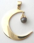 For Necklace With Tahitian Pearl Vintage 14K Yellow Gold Crescent Moon Pendant