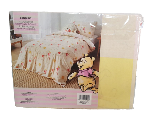 Disney Winnie The Pooh Bear Reversible Double Bed Quilt Cover Set 100% Cotton - Picture 2 of 4