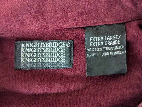 Knightsbridge Maroon Velour Button Up Shirt Flap Pockets Preppy 70s 80s Mens XL - Picture 2 of 9